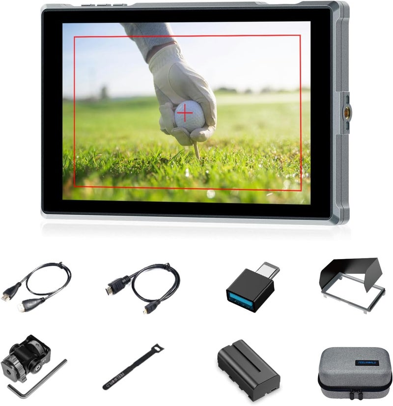 Feelworld FW759PRO 7 Inch Touchscreen Camera Monitor 4K HDMI Video Field Monitor with F550 Battery for DSLR 400nit HD 1280x800 Waveform Monitoring - Image 1